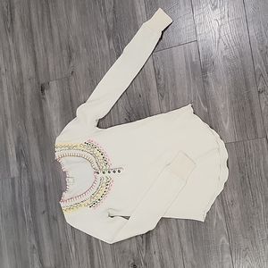 We The Free Cream Top with Multicolor Embroidery